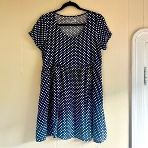 American Apparel Navy Polka Dot Babydoll Mini Dress